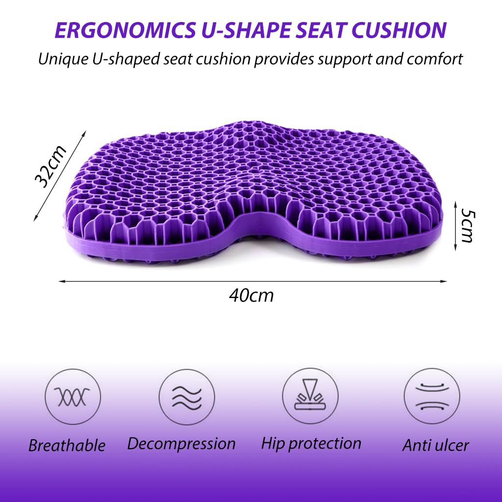 STHIRA Car Seat Cushion for Chair, Gel Seat Cushion Breathable Gel Car Seat Cushion Hive Seat Cushion Seat Booster Pad Booster Cushion for Car Seat, Chair, All Season Use 3D Gel Cooling Seat Cushion Purple STHIRA Car Seat Cushion for Chair, Gel Seat Cushion Breathable Gel Car Seat Cushion Hive Seat Cushion Seat Booster Pad Booster Cushion for Car Seat, Chair, All Season Use 3D Gel Cooling Seat Cushion Purple